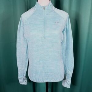 Nike Dri-FIT Textured Knit Athletic Top Blue Women's Sz M Activewear Running